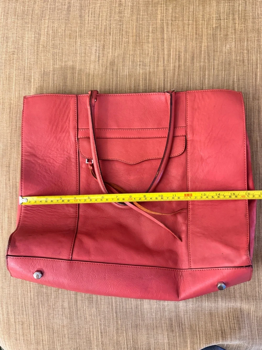 Rebecca Minkoff Coral Red Leather Tote Bag